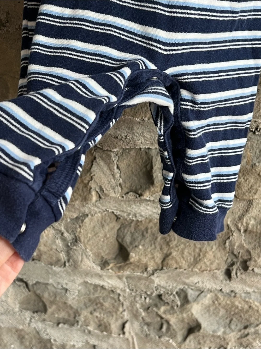 Size 6M Ralph Lauren Navy, White & Light Blue Striped Polo One-Piece